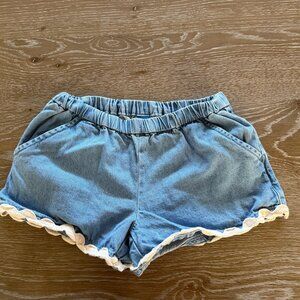 Girls Old Navy denim chambray pull on ruffle shorts size Medium 8